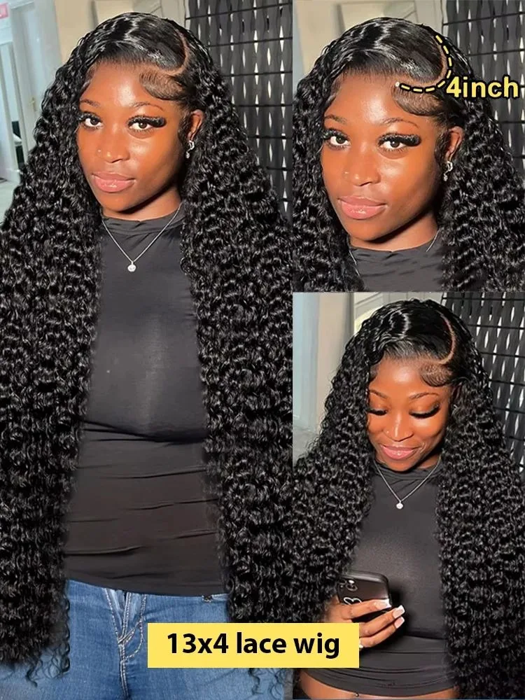 13x6 Hd Water Wave 40 Inch Curly Wave Human Hair Lace Frontal Wigs Black Brazilian 100% Cheap On Sale Clearance For Women Choice image 5