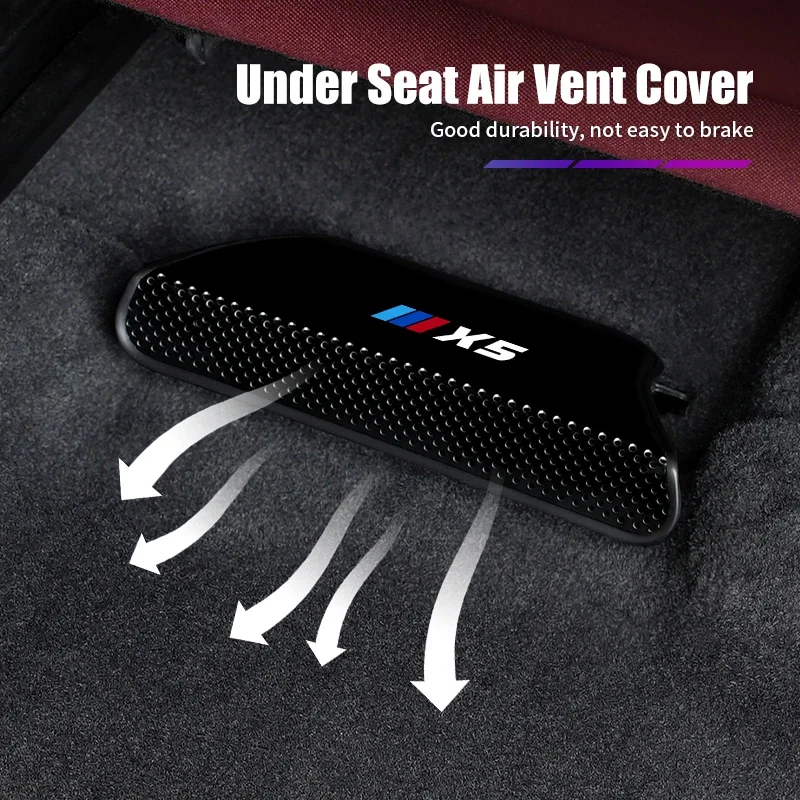 

2 шт. автомобильные наклейки на крышку воздуховыпускного отверстия, металлические автомобильные задние чехлы для кондиционера под сиденьем для BMW 3 серии X5 X3 G01 G45 G20 G05