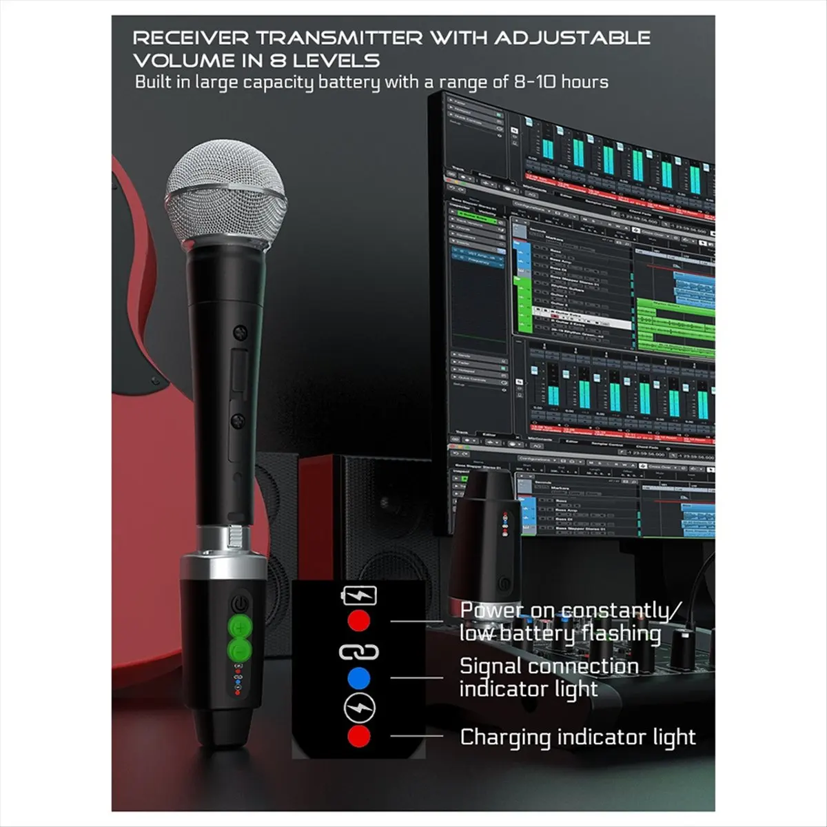 DT81 New XLR Adapter System Wireless Microphone Transmitter Receiver for Dynamic Microphone Guitar Audio Mixer PA System