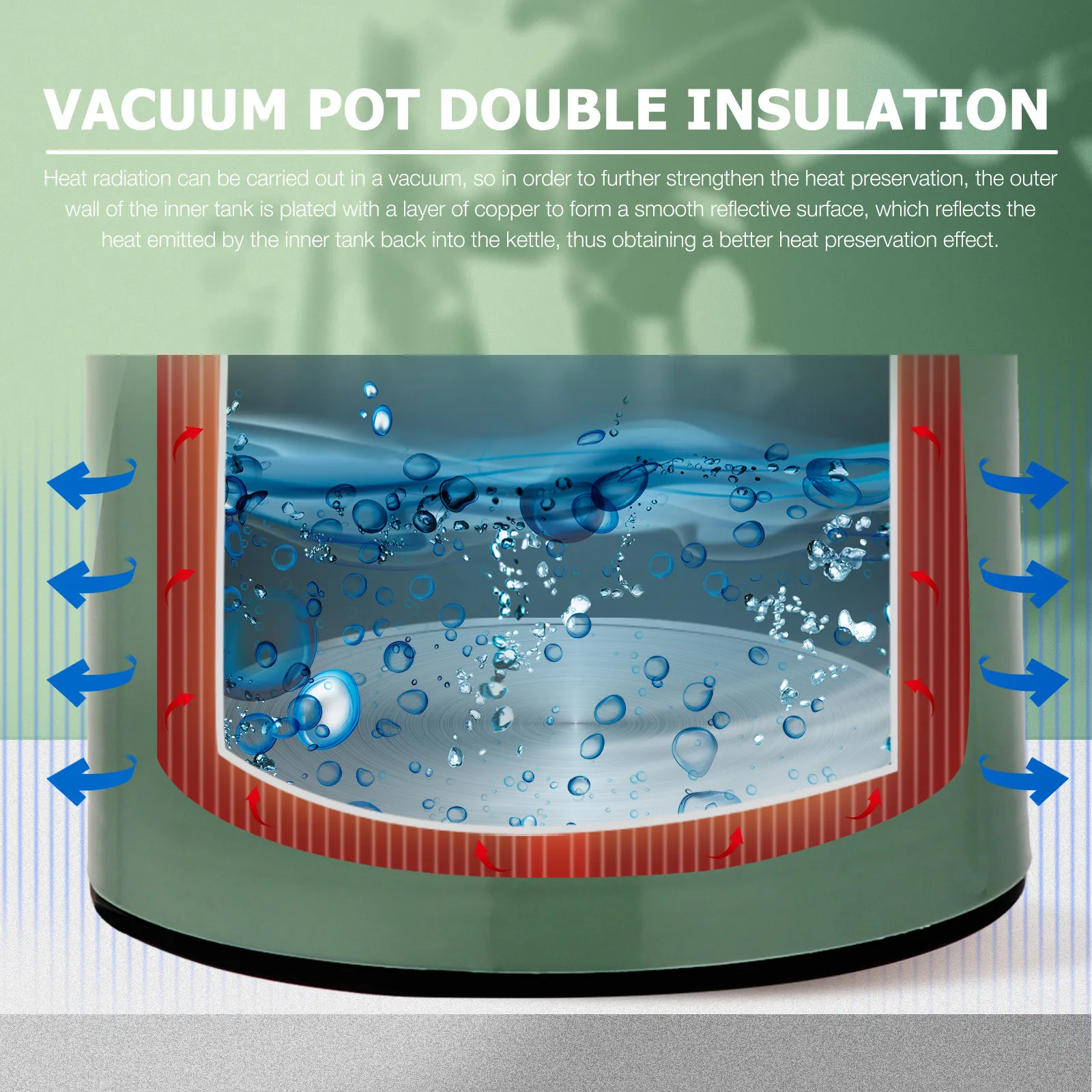 1Pcs 1L High Performance Thermal Water Kettle Vacuum Insulated Stainless Steel Warm Keeping Bottle for School Commute Gym