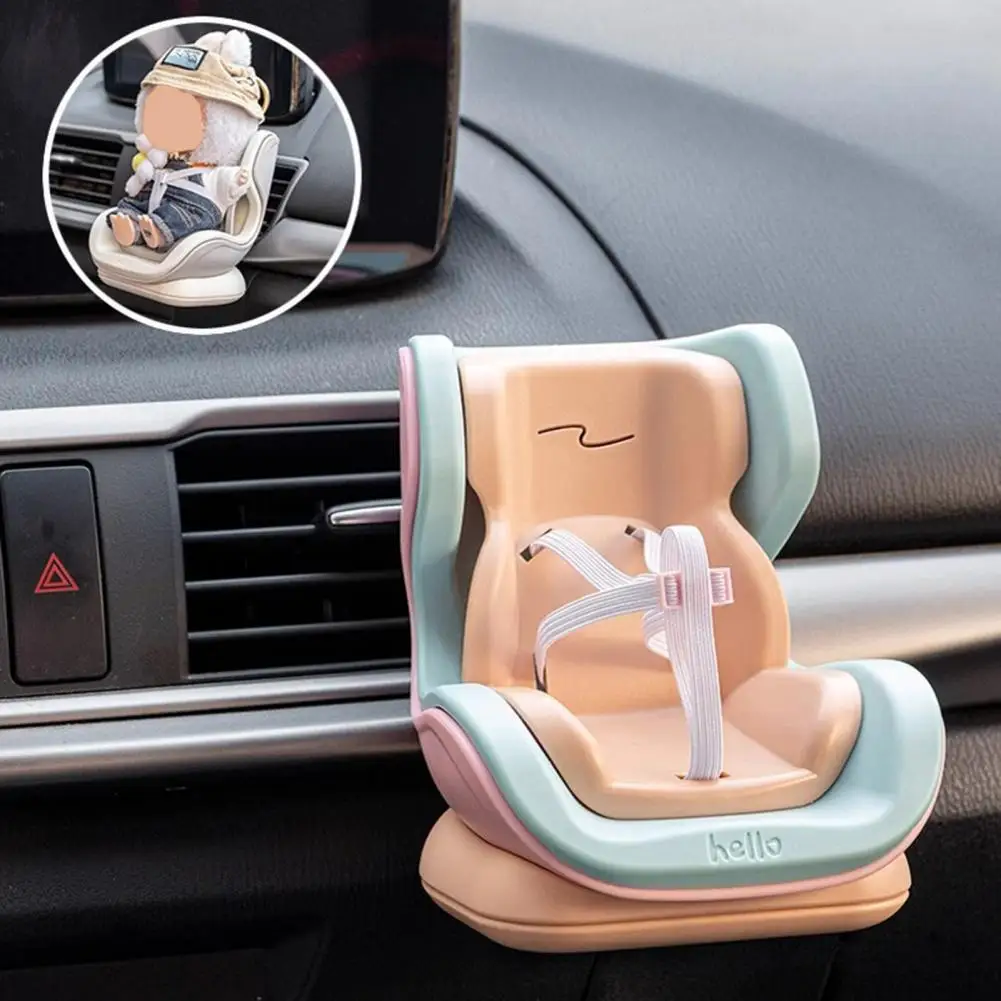 

Car Desktop Display Ornament Car Ornament Soft Furry Car Seat with Safety Belt Design Cute Chair Ornament