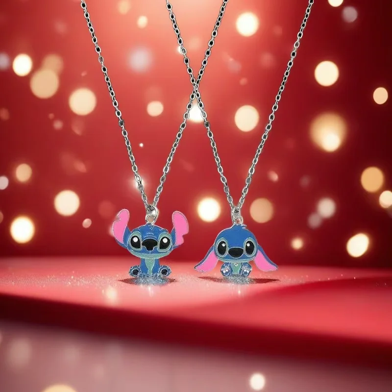 Collar de Stitch de Disney, colgante de Lilo y Stitch, accesorios de pareja con personalidad.