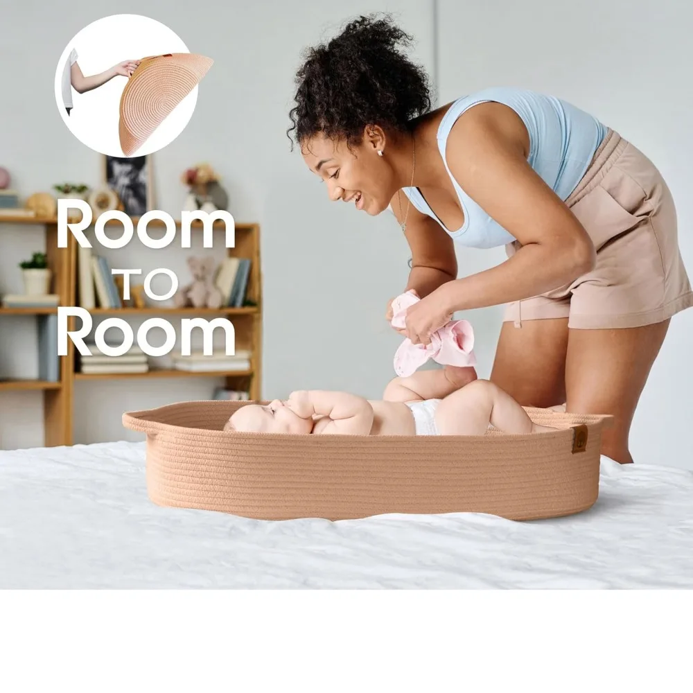 Baby Changing Basket Includes Diaper Caddy - Breathable & Waterproof Dual-Cover, Portable, Changing Pad for Dresser & Changing T