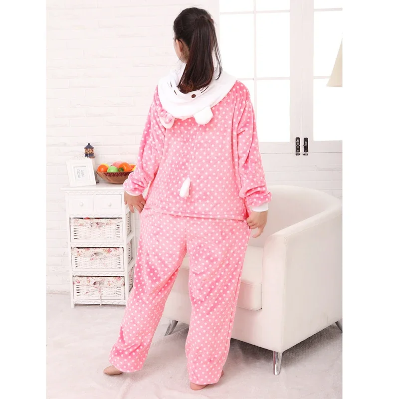 Hello Kitty Kigurumi Onesie Adult Children Unisex Winter Pajama Cute Anime Women Girls Winter Flannel Pajama Set Nightdress Gift