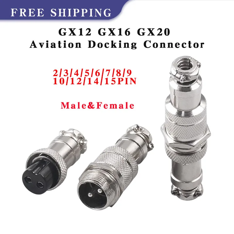 

5/10/100 Sets GX12 GX16 GX20 Aviation Docking Connector 2P/3P/4P/5P/6P/7P/8P/9P/10P/12P/14P/15P Waterproof Male Female Connector