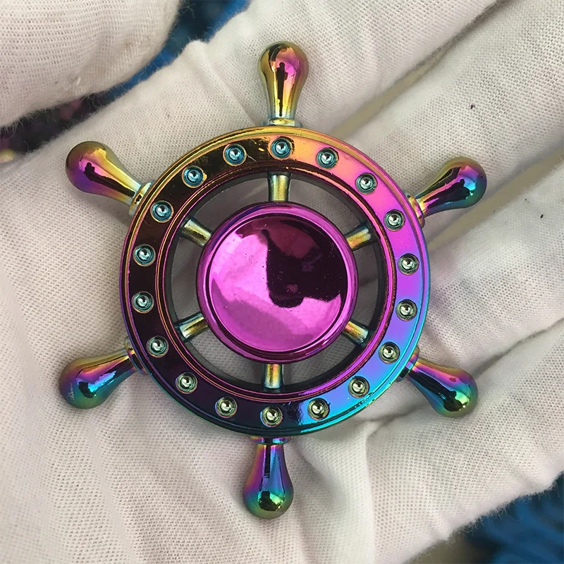 Colorful Fidget Decompression Toy Spinner Finger Spinner Metal Rainbow Color Alloy Metal Anti-Anxiety Toy For Kids Adult