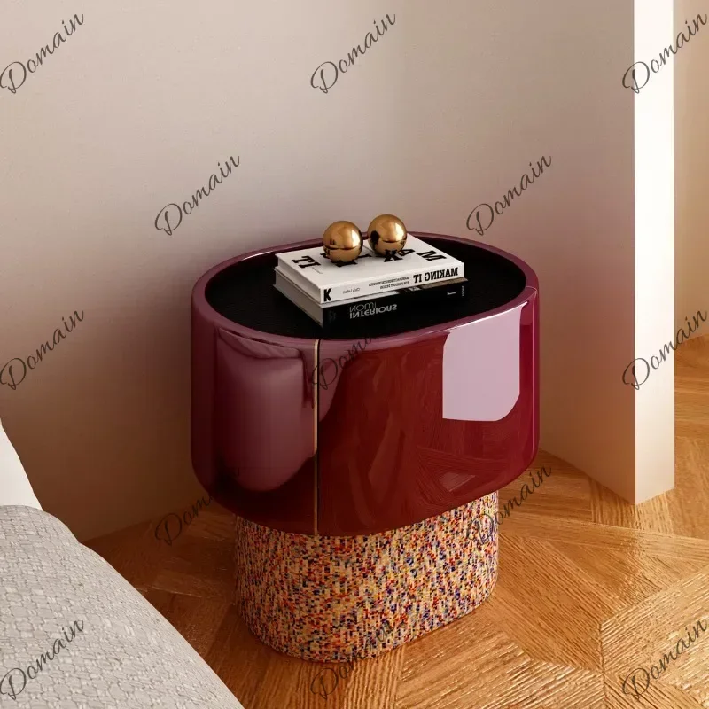 BX High-gloss Lacquered Console Tables High-end Bedroom Storage Drawer Nightstands Italian Light Luxury Furniture Taquilla