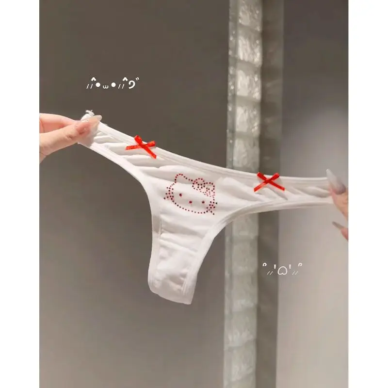 Y2K Hello Kitty Thong for Women Sanrioed Anime Kawaii Kt Panties Sexy Hot Girl Cute Low Waist Mesh Breathable Sweet Comfortable