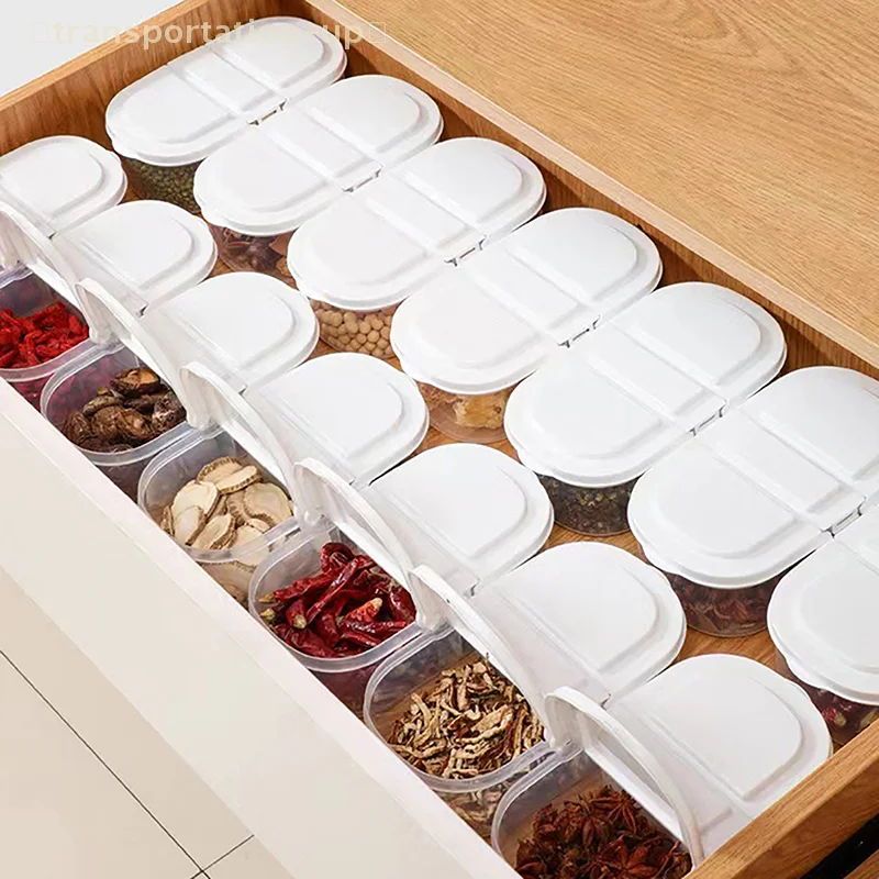 Double Compartment With Lid Food Dried Fruit Sealing Jar Multifunctional Kitchen Refrigerator Plastic Storage Jar Storage Box