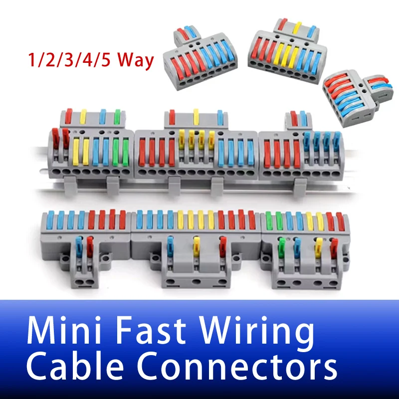 10/50/100Pcs Lever Wire Connectors, Compact Splicing Wire Connector, 2 3 5Way Electrical Connectors, for Quick Connect 28-12 AWG