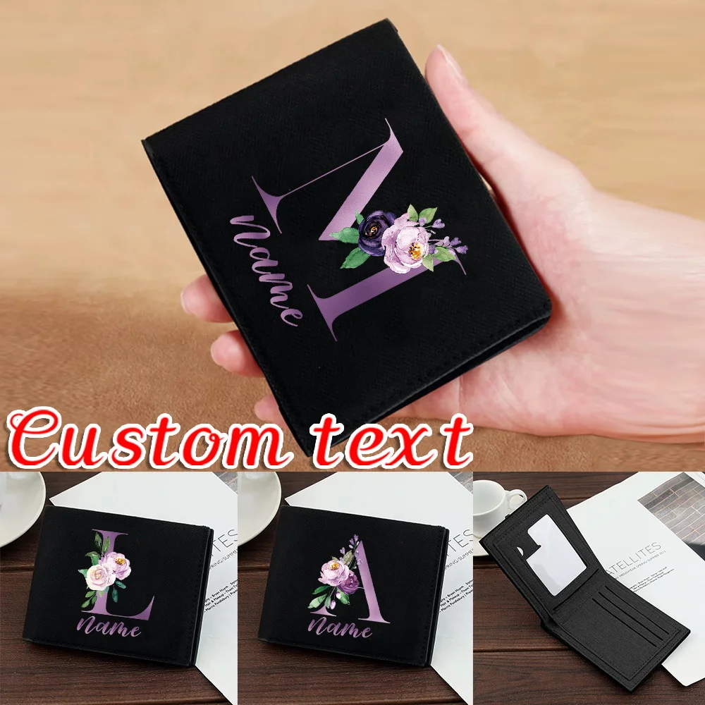 Personalized Customized Name Foldable Wallets Coin Pouch Wallet High-quality Purse Id Card Holder Short Canvas Card Holder
