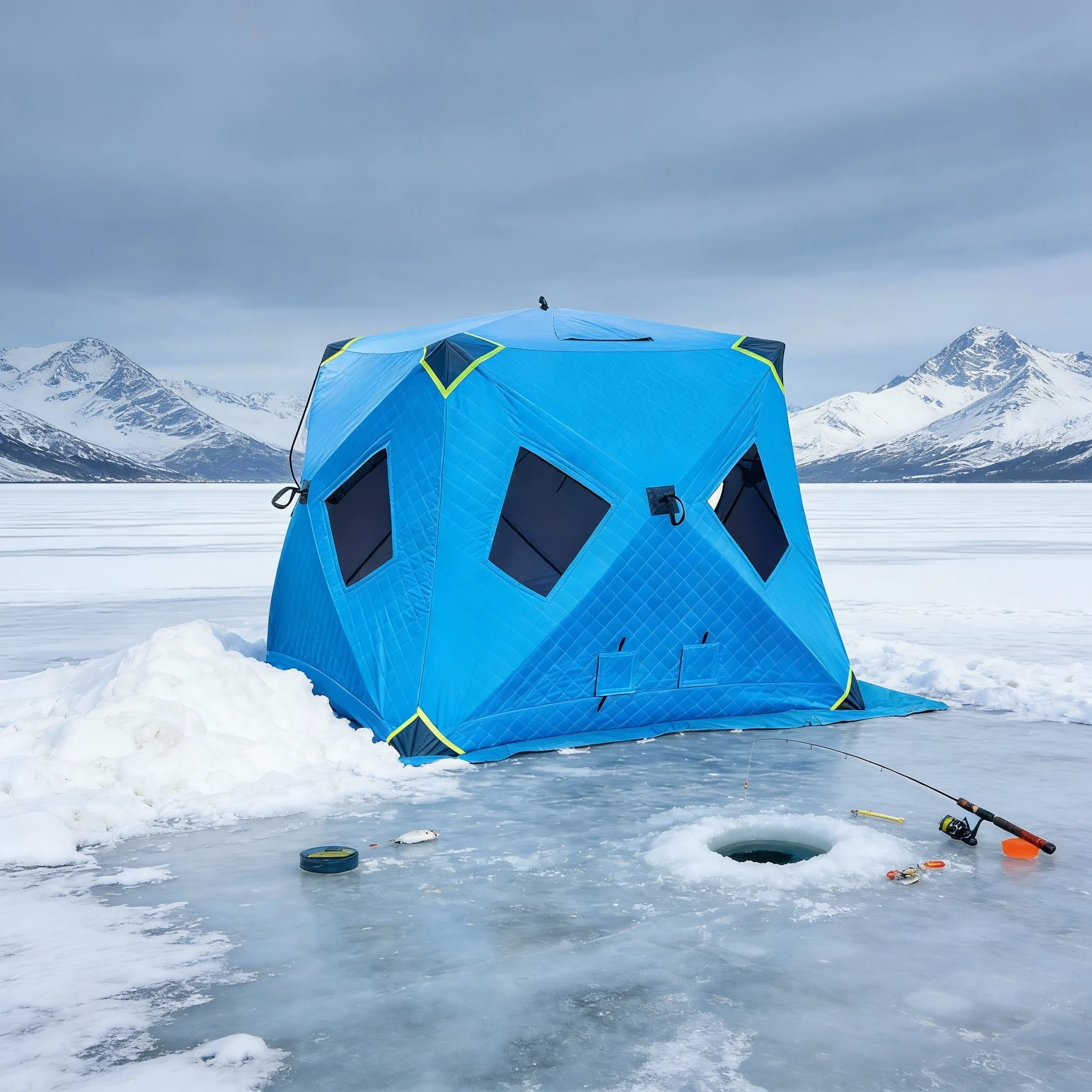 3 Layer 210D Oxford Pop up Winter Ice Fishing Tent, Automatic One Bedroom Outdoor Camping Tent