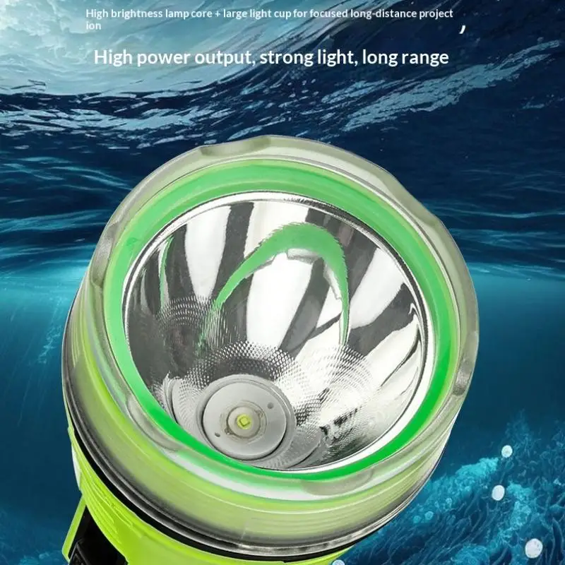 Bright Underwater Flashlight Headlamp Waterproof Diving Torch 200 Meters Night Dive Lighting Torch With Anti-slip Rope