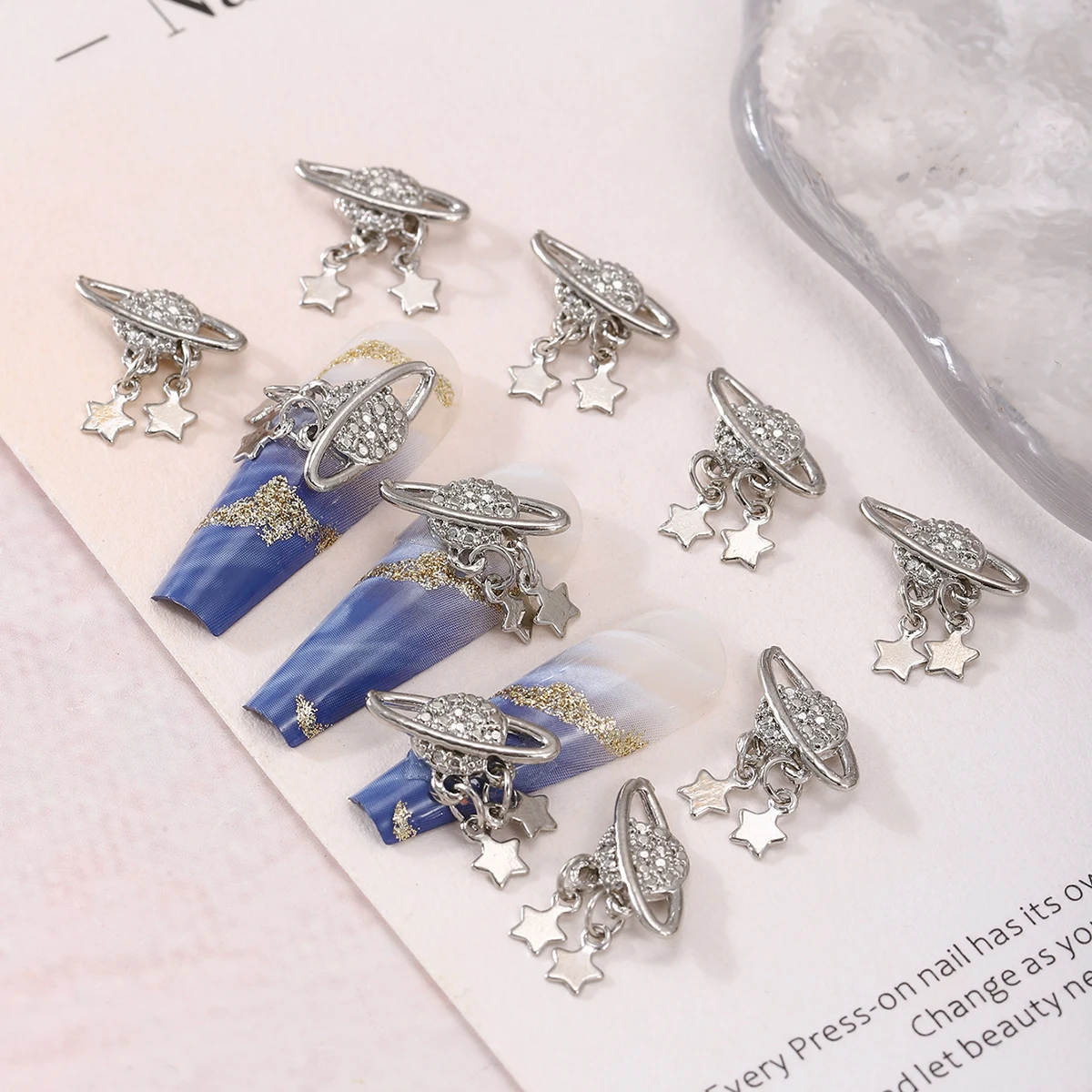 ネイルアート用アロイダイヤモンドペンダント,y2kメタル,ウィンド,日曜大工アクセサリー,10個