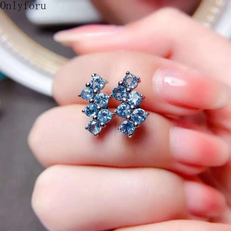 

Серьги из серебра 925 пробы с голубым топазом для повседневной носки, серьги с натуральным топазом 3 мм, подарок для женщины