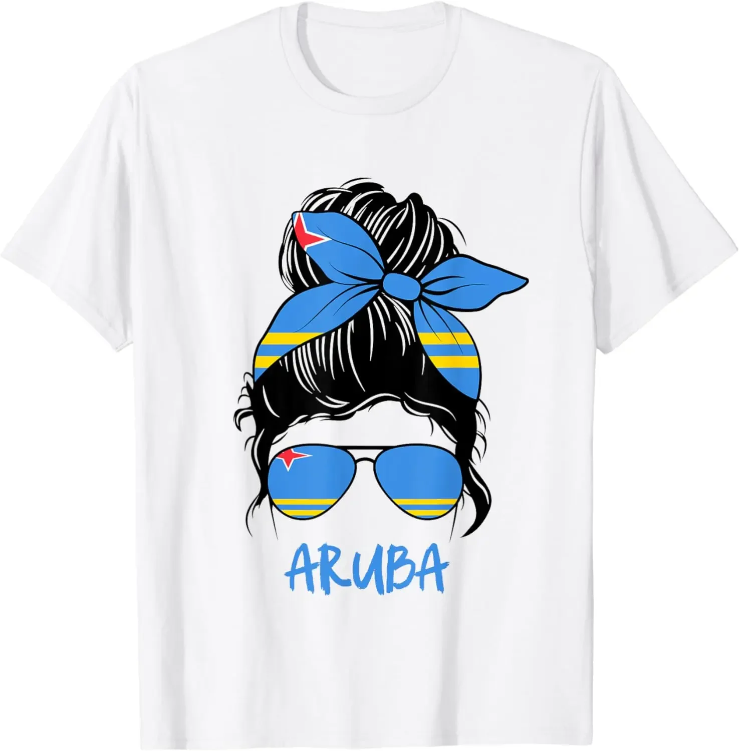 Aruba Flag Girl T-Shirt White Short Sleeve for Women Holiday National Day Clothing Streetwear