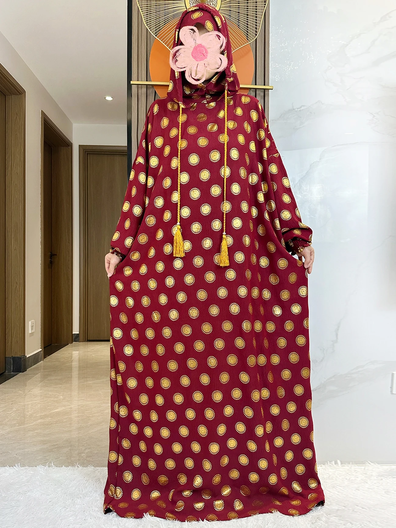 2024 New Muslim Confortable Cotton Abaya For Women Ramadan Prayer Dubai Turkey Middle East Femme Robe Floral Loose African Dress