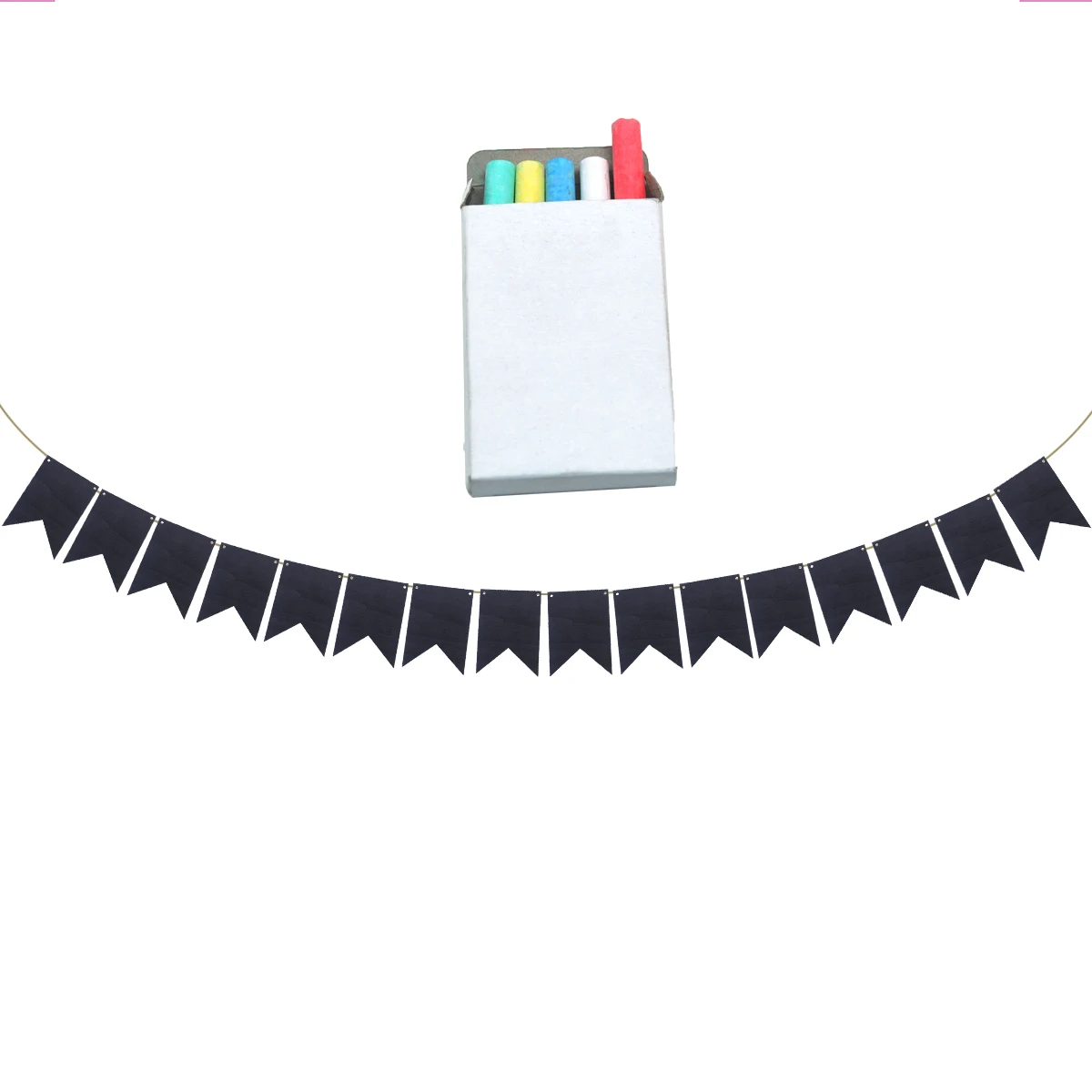 

32pcs Blackboard Paper String Flag Writable Banner Party Supplies Dovetail Shape Chalk Garland Non Toxic Durability