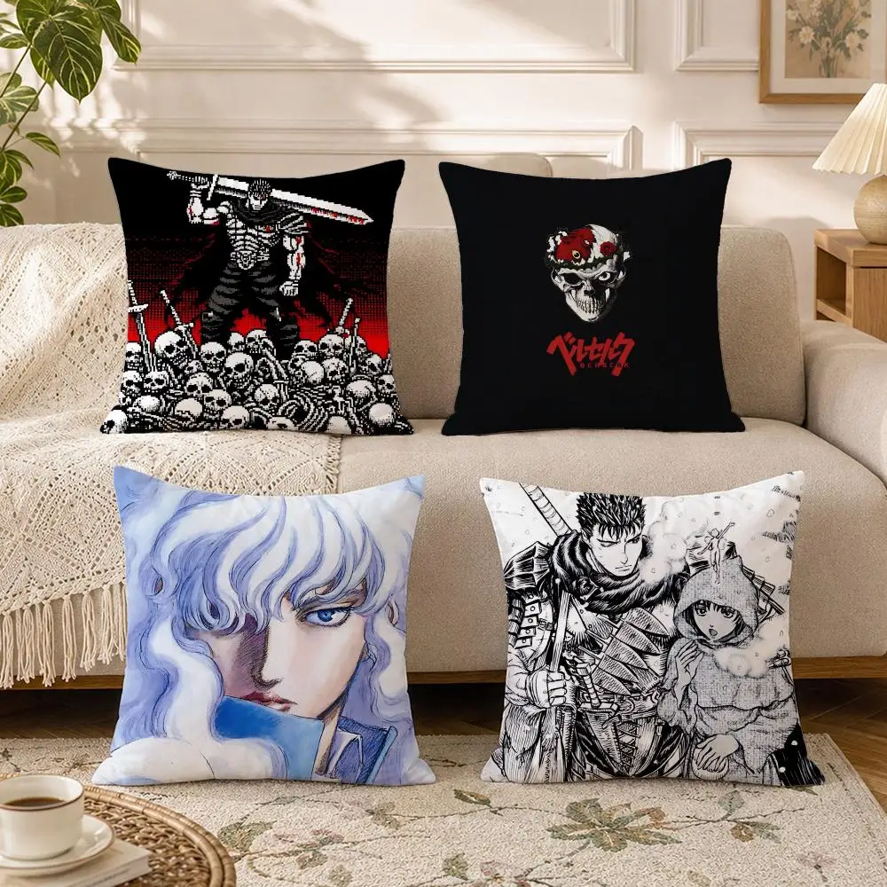 Manga-BerserkS Cushion Cover Soft Square Throw Pillow Covers Set for Sofa Bedroom Car Home Decoration