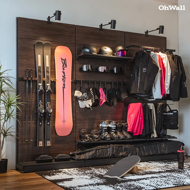 

Двухбортная настенная стойка для хранения снега цвета ореха