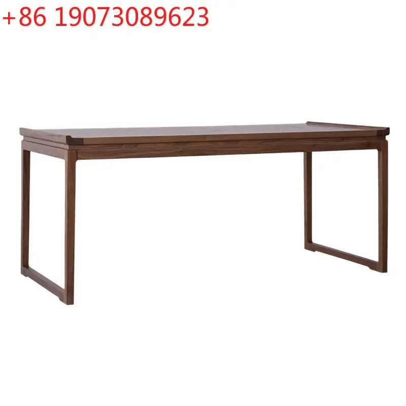 Combinazione di librerie da scrivania in noce nera, tavolo da pittura e calligrafia in legno massello, tavolo da tè in olmo, nuovo stile cinese