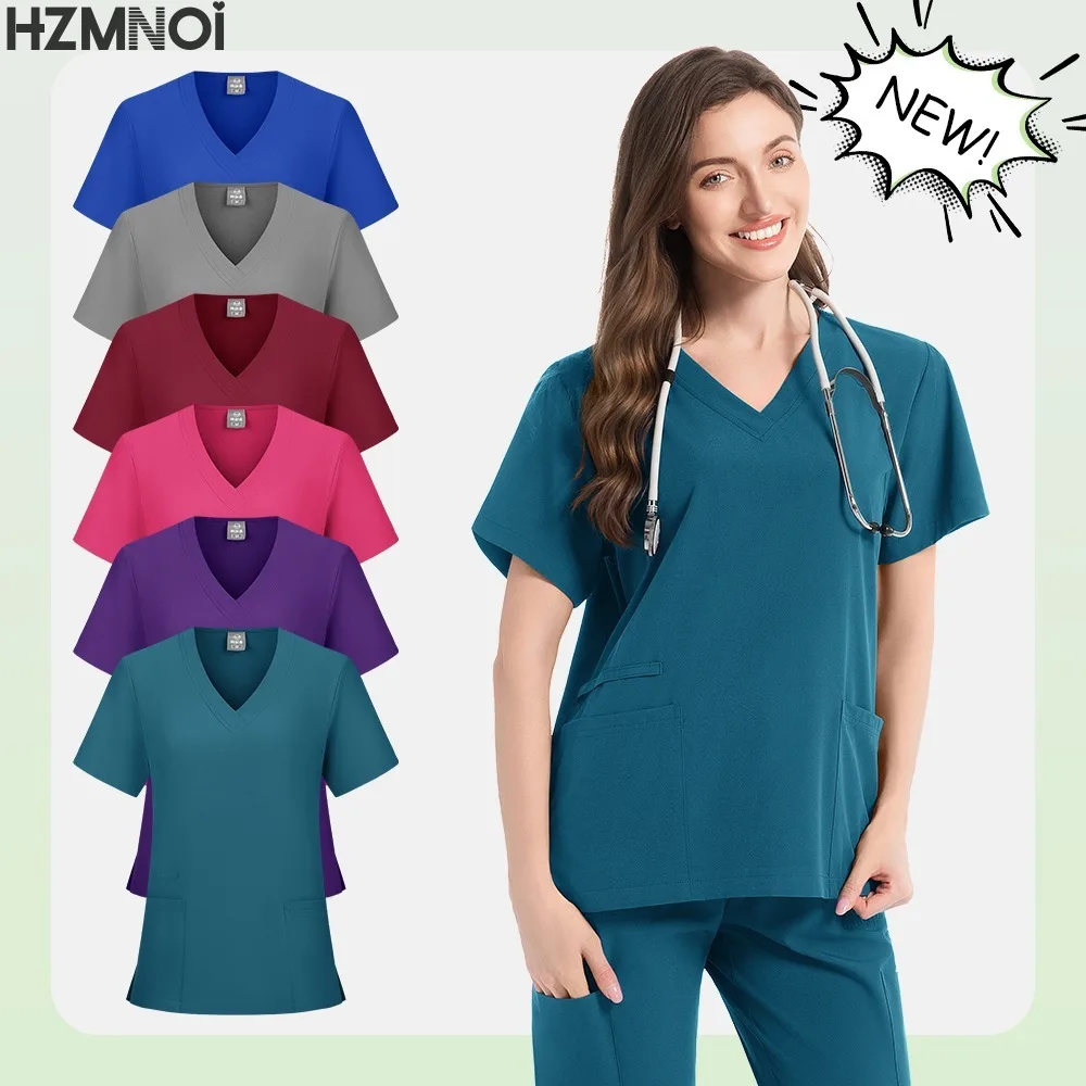Short Sleeved Men's Scrub Uniform Doctor's Work Suit Top and Pants Men's Hospital Nurse's Work Suit Laboratory Pharmacy Uniform