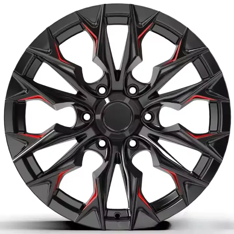 High Strength Alloy Black Red Forged Alloy Wheels 16-18 Inch 4x100 6x139.7 For GMC, Car RAM, For Toyota, Car Dodge, For Jeep