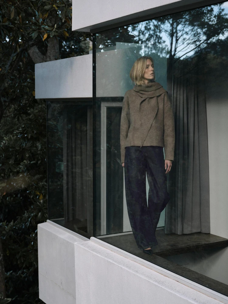 

Высококачественный круглый вязаный свитер Ne Long Sve с шарфом, Новое поступление для женщин, зимняя мода, свободная трикотажная одежда