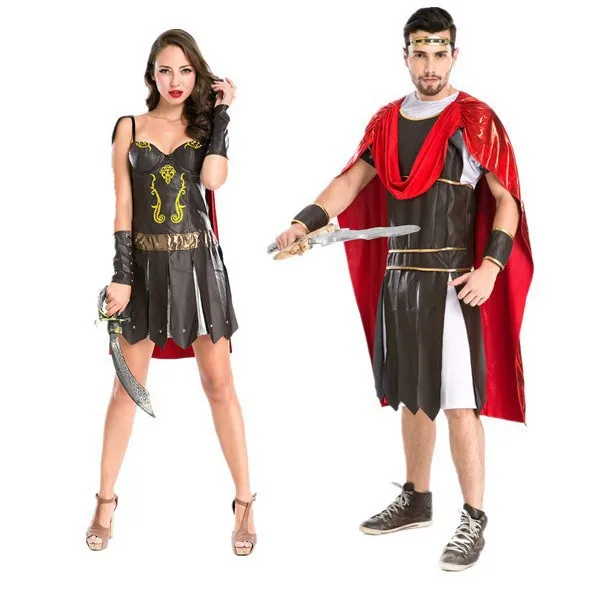 

Roman Warrior Costume Halloween Gladiator Cosplay Spartan Warrior Couple Game Costume Robin Hood