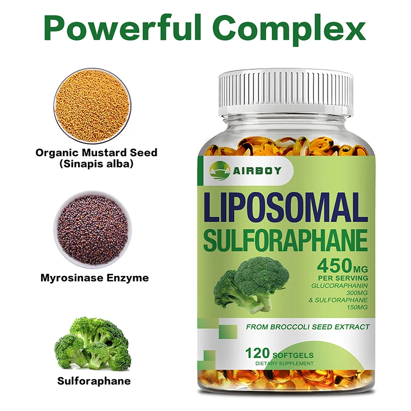 Liposomal Sulforaphane 450mg - with Inosidase, Broccoli Seed Extract - Supports Heart, Immune Health, Antioxidant