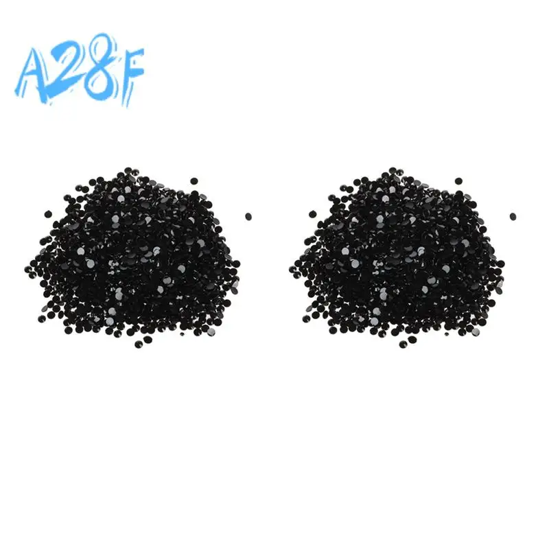 

A28F-10000Pcs Crystal Flatback Acrylic Rhinestones Beads Nail Art (Black)