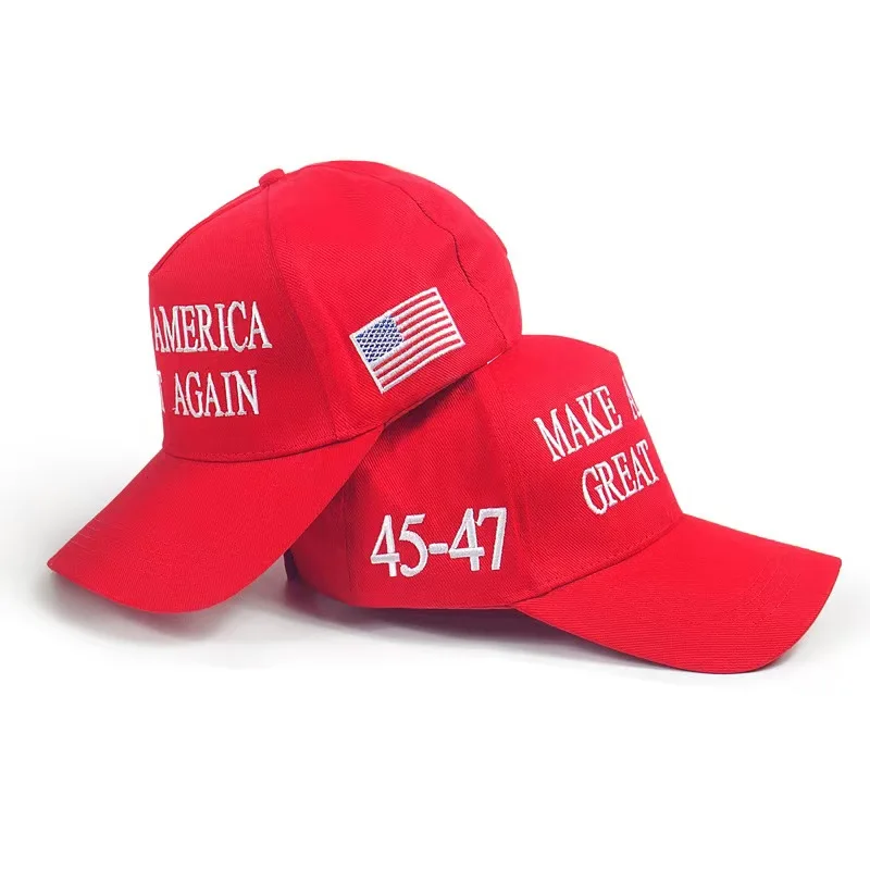 Donald Trump 2024 MAKE AMERICA GREAT AGAIN Support Fitted Hat 45 47 American Flag Embroidered Cap