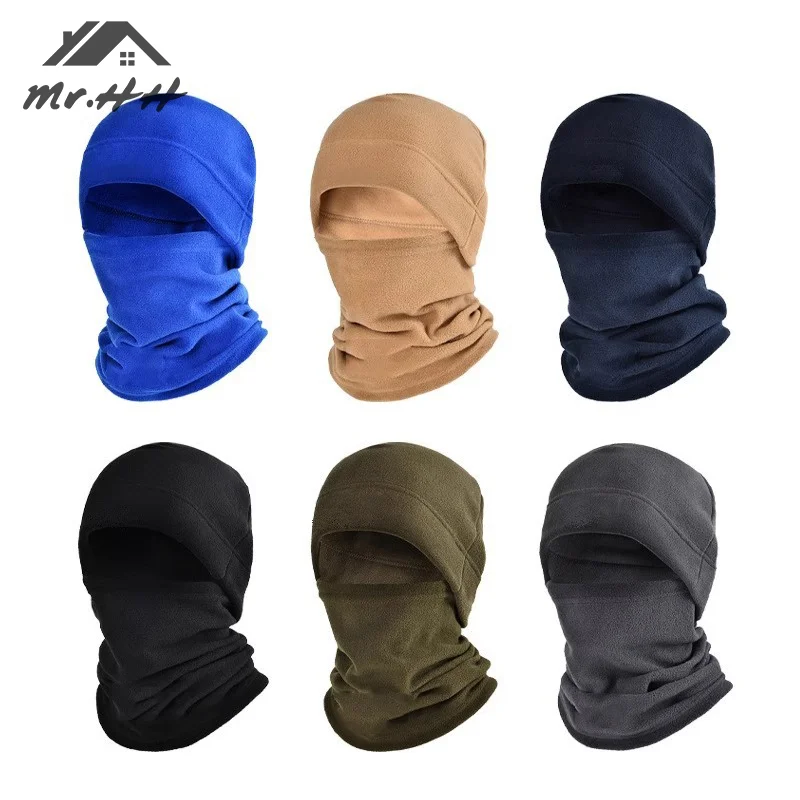 2PC/Set Winter Warm Outdoor Riding Full Face Mask Wearable Blanket Men's Balaclava Wool Motorcycle Ski Mask Warm Windproof Cap