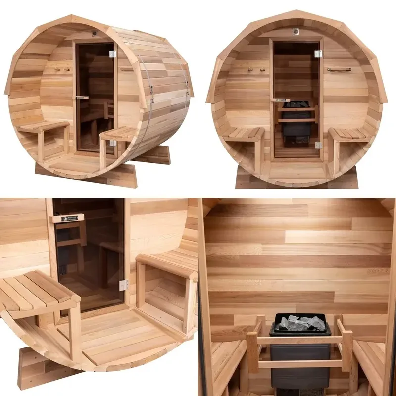 Outdoor Traditional 2 Person Dry Barrel Sauna Wood Burning