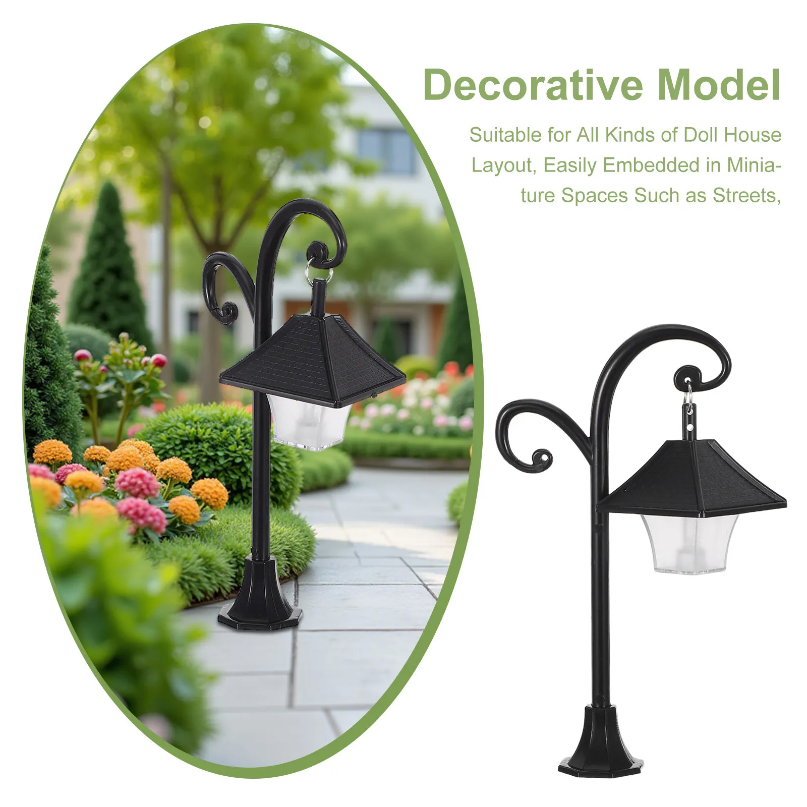 4Pcs Dollhouse LED Street Lamp Vintage Mini Lamp Post European Style Black Night Scene Lighting and Decoration
