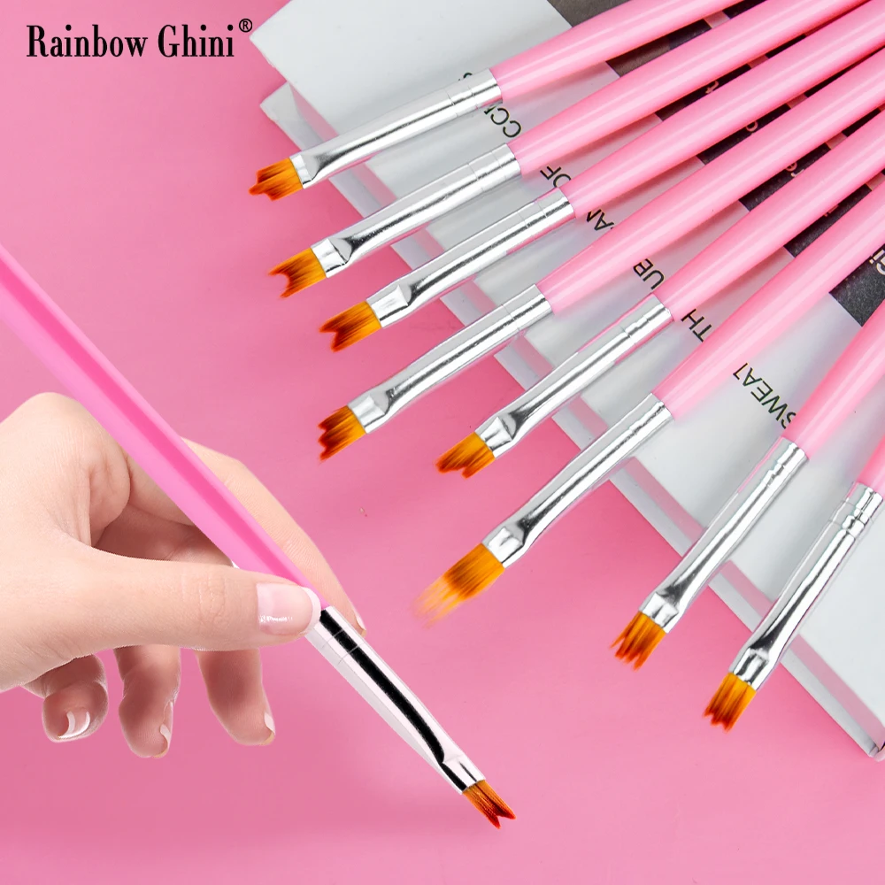 8Pcs/set Professional Nail Art Flowers Brush Pen Design DIY UV Nail Gel Painting Drawing Detail Paint Pattern Manicure Tools