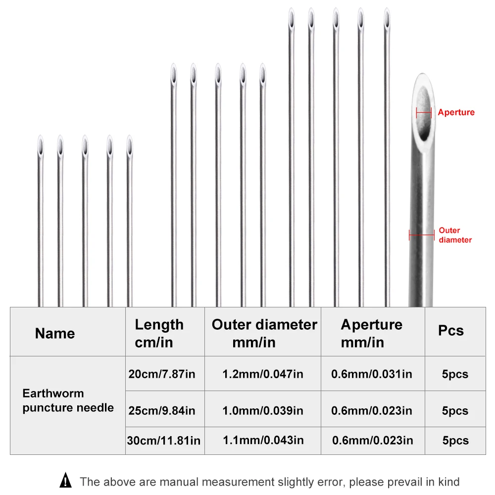 

Earthworm Hooking Needle Stainless Steel Earthworm Gas Needle Portable Hollow Fishing Worm Penetrating Driller Fish Tool