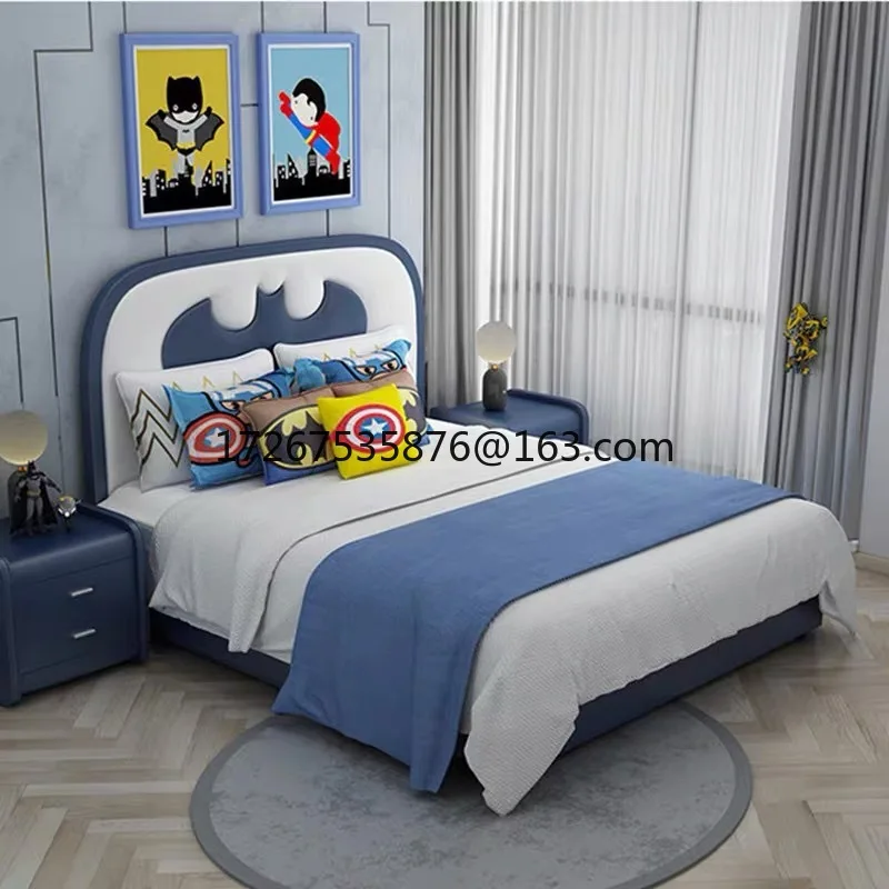 

Nordic leather bed single bed teen child bed 1.5 meters Internet celebrity light luxury