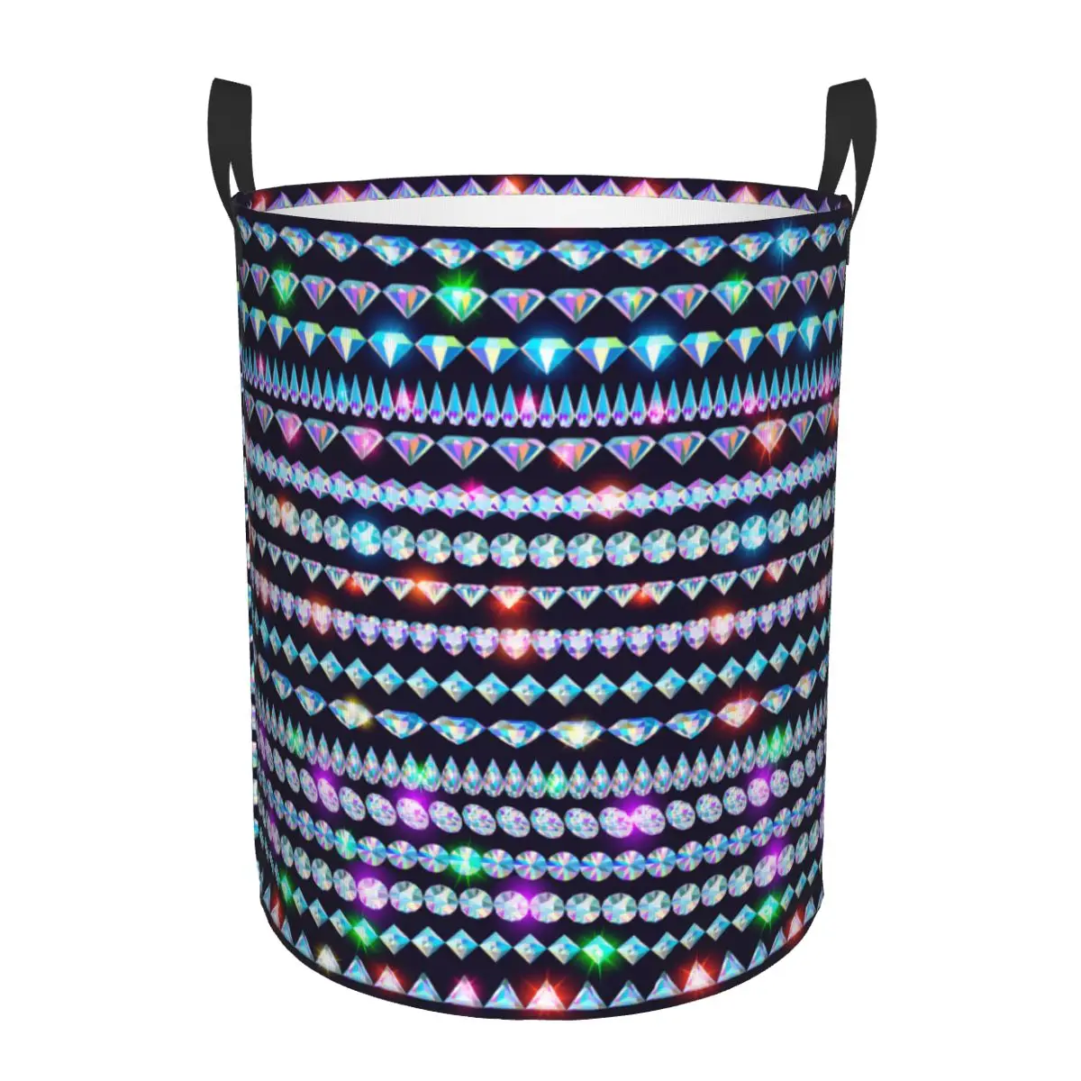 Fashion Luxury Rhinestones Laundry Basket Foldable Jewelry Diamonds Clothes Toy Hamper Storage Bin for Kids Nursery