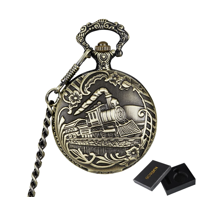 

7 Patterned Vintage Mechanical Old Clock Man Pocket Watch with Chain Steampunk Skeleton Watches for Men Chinese Factory Pendant