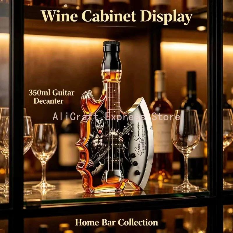 Rock Guitar Shaped Glass Wine Decanter, Novelty Spirits Storage Bottle, Bar Accessory & Birthday Gift for Whiskey Lovers