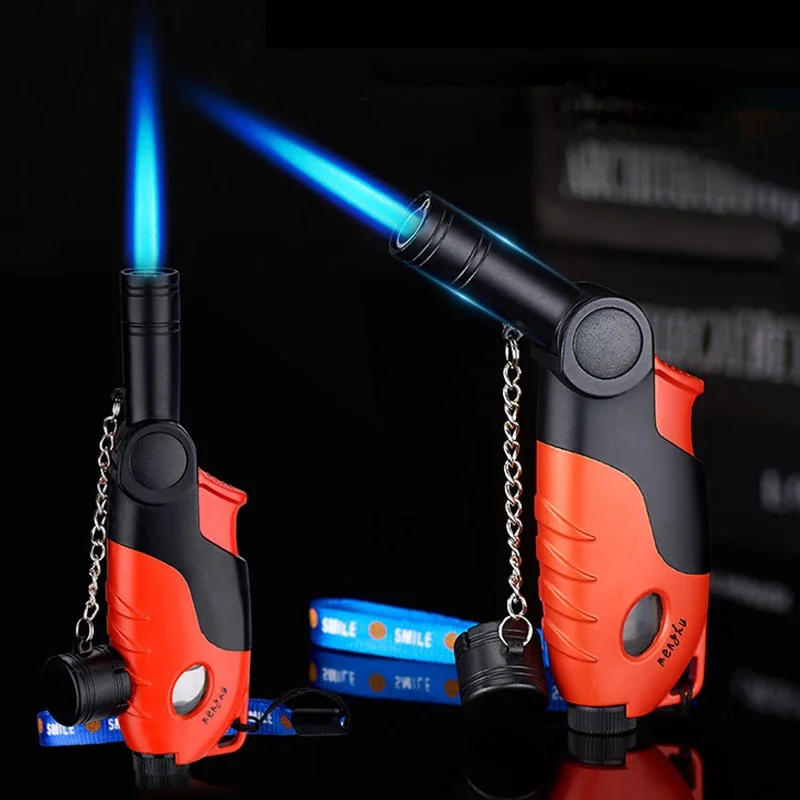 

Portable multi angle bending ignition gun, blue flame direct charge lighter, visible oil level, cigar baking spray gun lighter