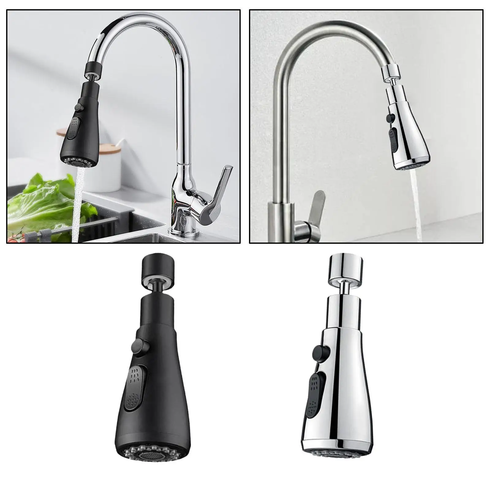 360° Rotatable Faucet Extender Faucet Sprayer Attachment Replacement Kitchen Faucet Heads for Restroom Bathroom Laundry Room