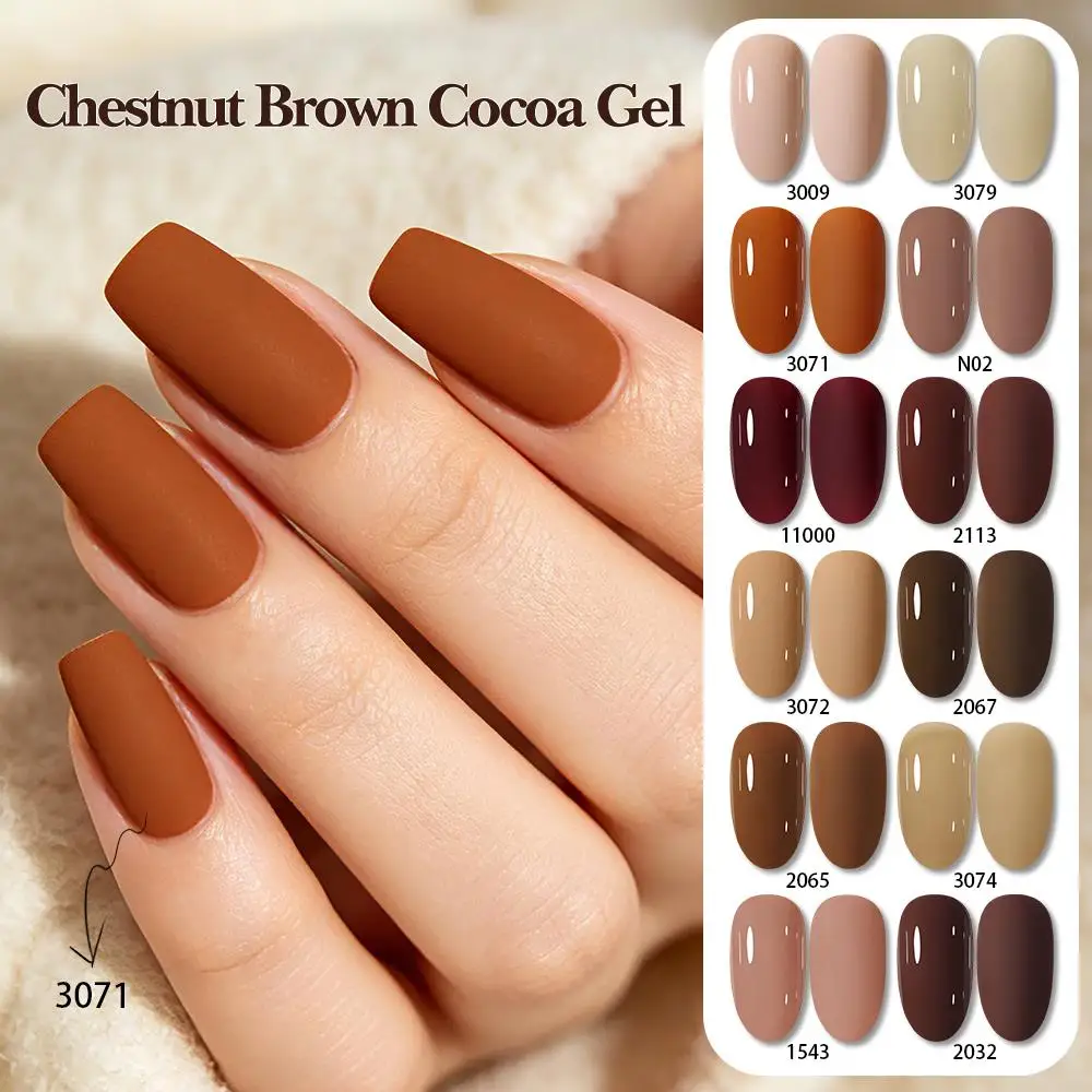 Clou Beaute HEMA TPO Free 15ml Gel Nail Polish Autumn Winter Popular Color Dark Brown Nude Coffee Semi Permanent UV Gel Varnish