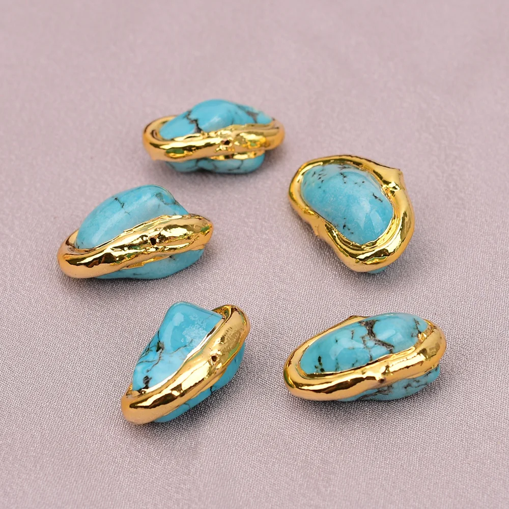 

APDGG N134 5 Pcs Blue Turquoise Spacer Beads For Jewelry Making DIY