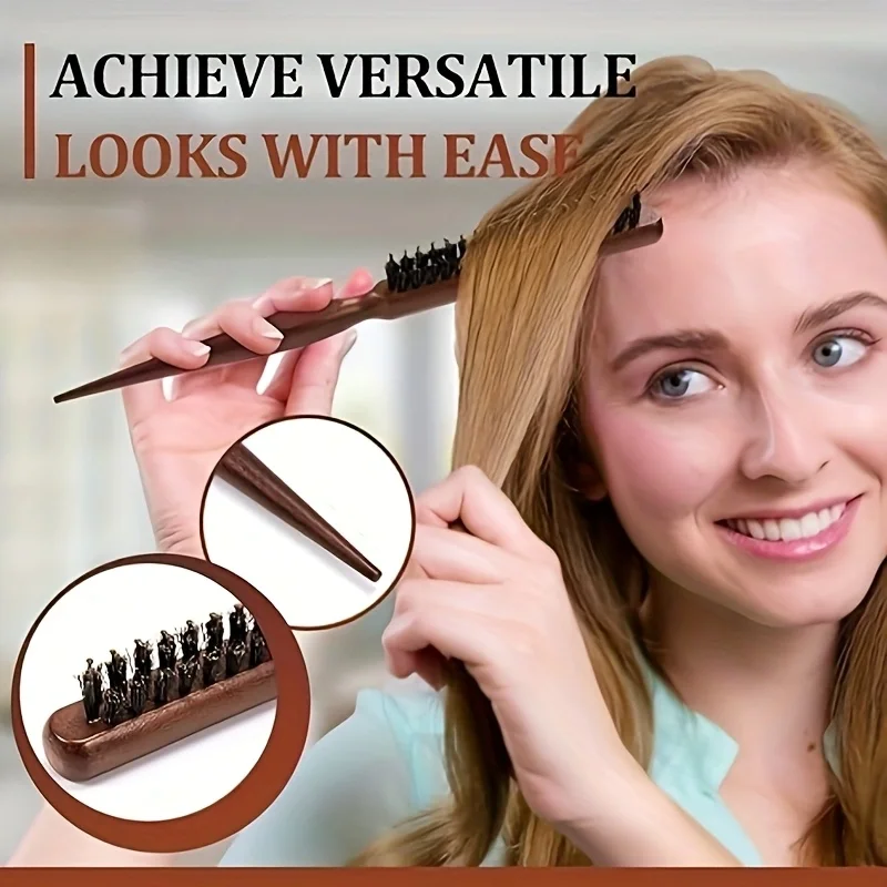1/2/4/5-teiliges Haarbürsten- und Kamm-Set mit Wildschweinborsten, Styling-Werkzeuge zur Kantenkontrolle, Nylonborsten, ABS-Griff – Detail 9