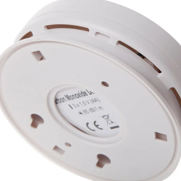 

Portable LCD Monoxide Alarm White Aa Batteries Easy Install Use Backlight Display Red LED Flash