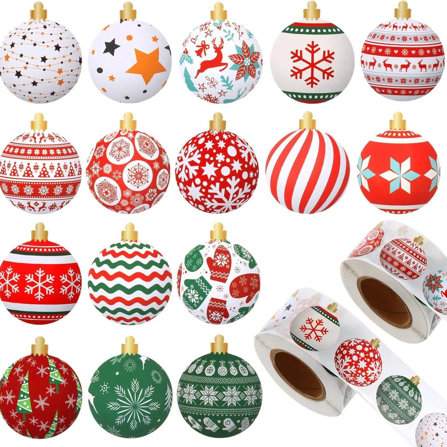 100-500pcs 1inch 2025 Cute Merry Christmas Ball Sticker Label for Festival Party Card Sealing Label Gift Decoration Supply