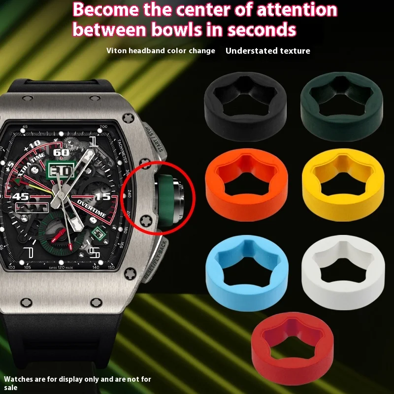 

For RM Richard Mille Strap RM011 rm030 055 rm059 Five Pointed Star Accessories Colorful Fluorine FKM Rubber Ring Watchband Crow