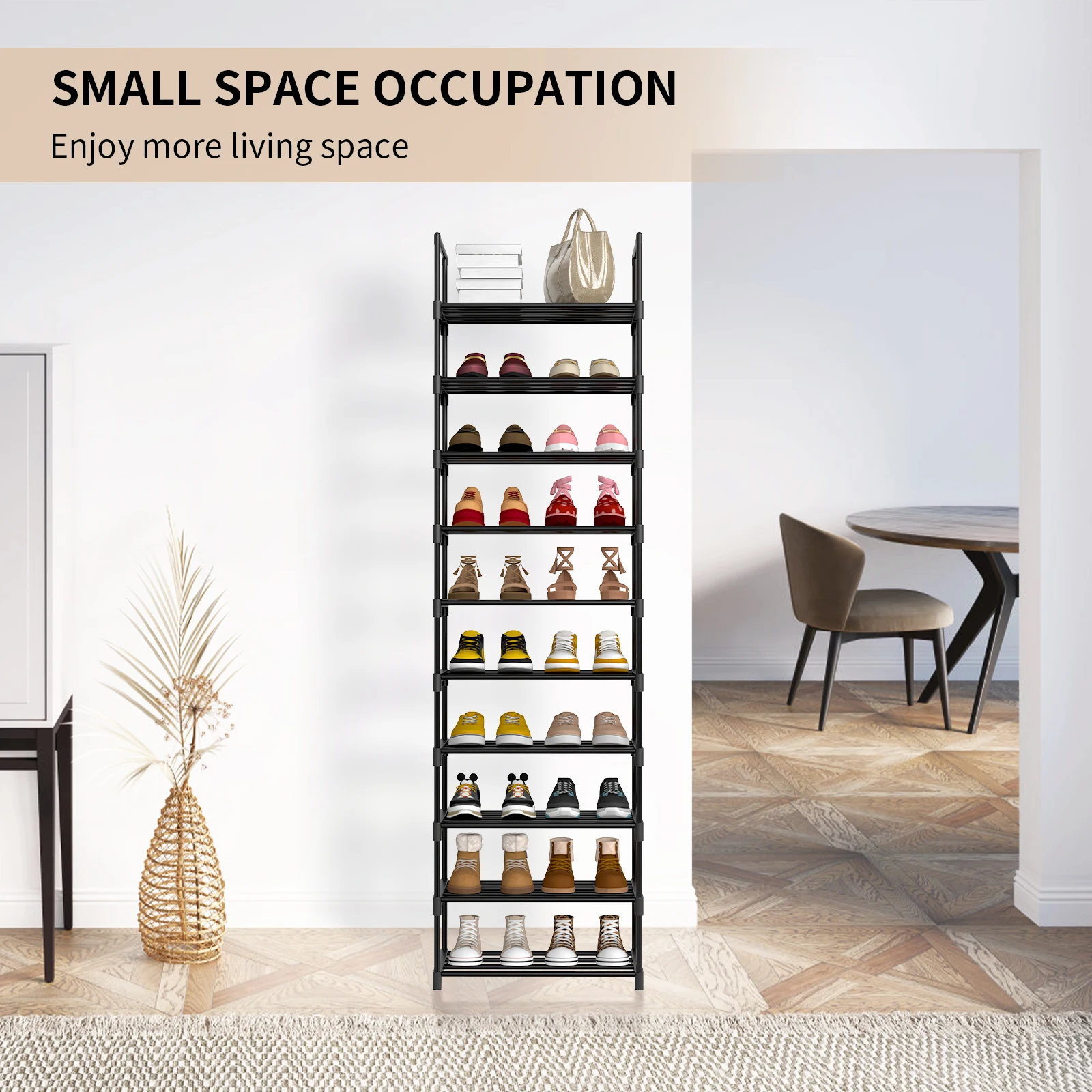 Shoe Rack 10-Tier Metal Shoe Rack with Customisable Design, Space Saving Rack  Room/Hallway, High Quality Adjustable Shoe Rack